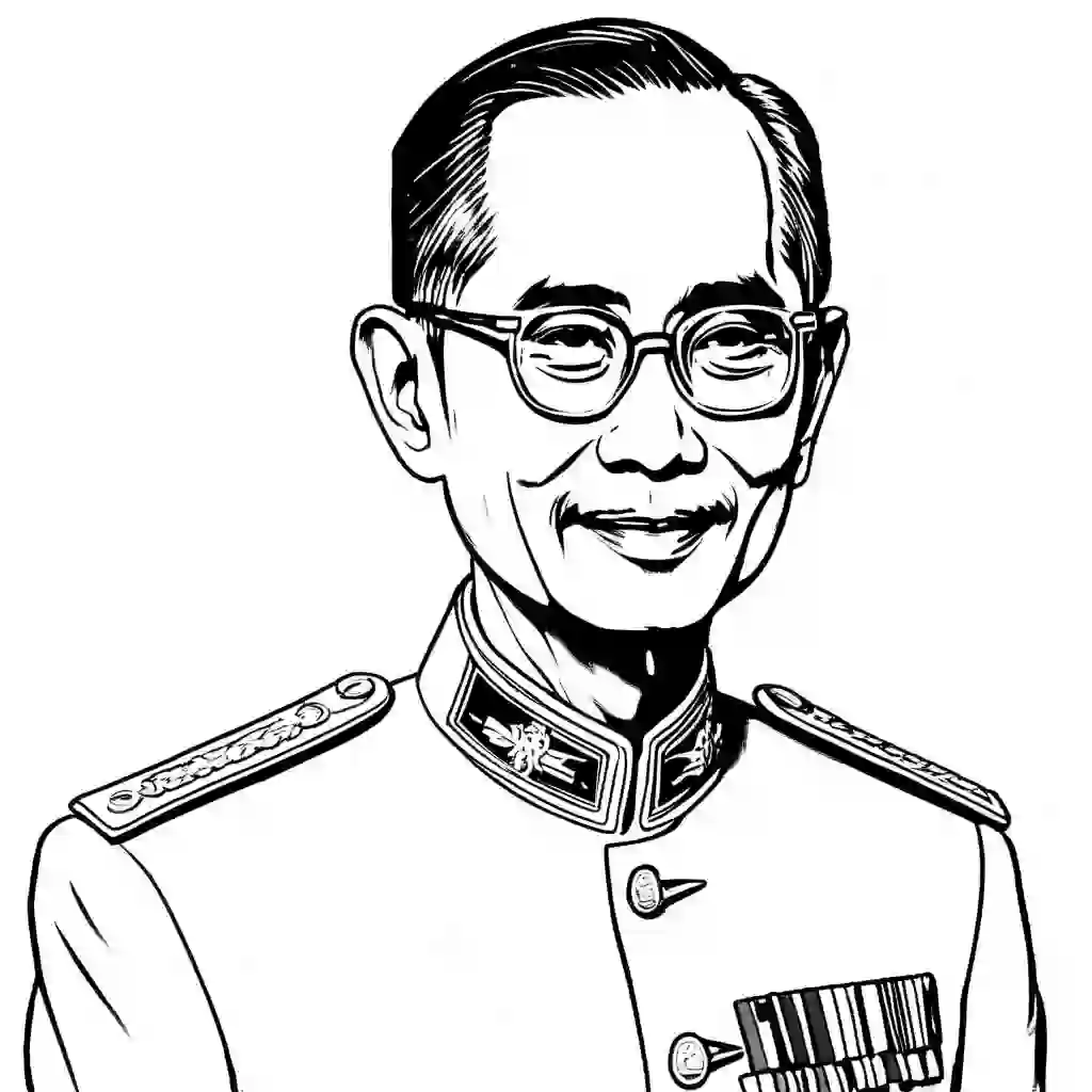 King Bhumibol Adulyadej of Thailand coloring pages
